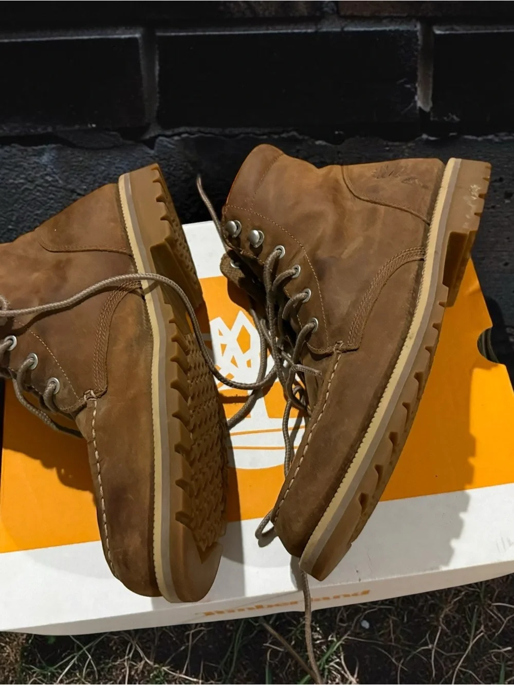 Timberland Men's Tan Suede Lace-Up Moc Toe Boots